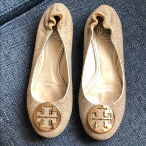 Tory Burch Gray Flannel Flats